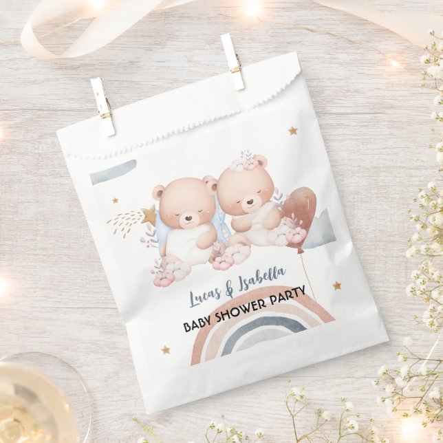 Cute twin bear star balloon baby shower party favour bags (Clipped)