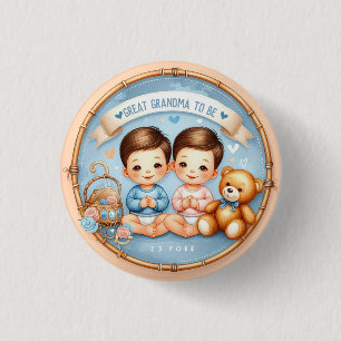 Cute Twin Boys's Baby Shower Great Grandma To Be 3 Cm Round Badge