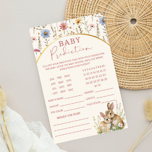 Cute Twin Bunny Wildflower Baby Shower Prediction  Flyer