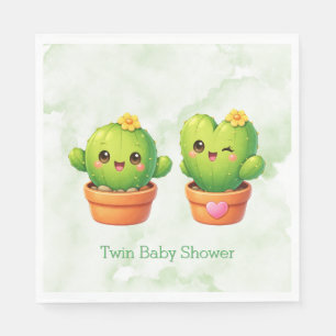 Cute Twin Cactus Baby Shower Napkin