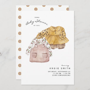 Cute Twin Girls Baby Shower by Mail Invitation