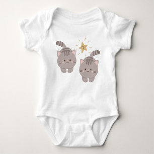 Cute twin kitties  baby bodysuit