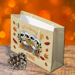 Cute Twin Raccoons Baby Shower Gift Bag