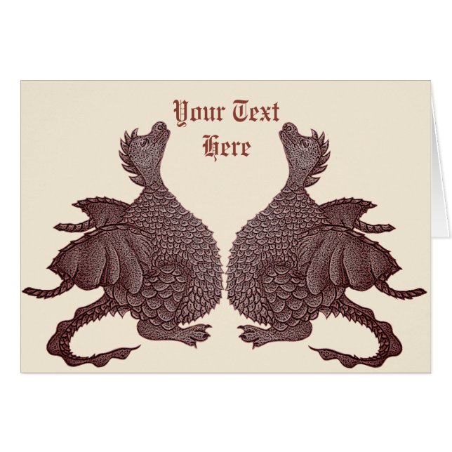 cute twin red dragon mythical fantasy creature (Front Horizontal)