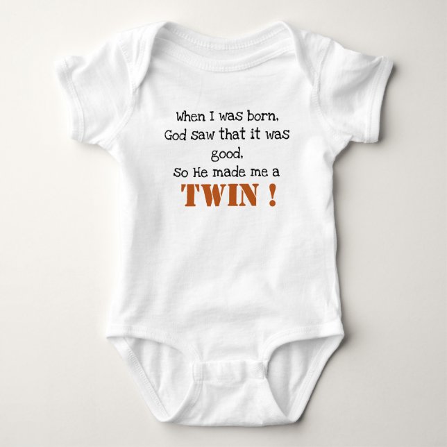 Cute Twin Saying Baby Bodysuit (Front)