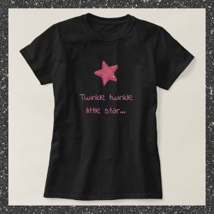 Cute Twinkle Little Star Black and Pink T-Shirt