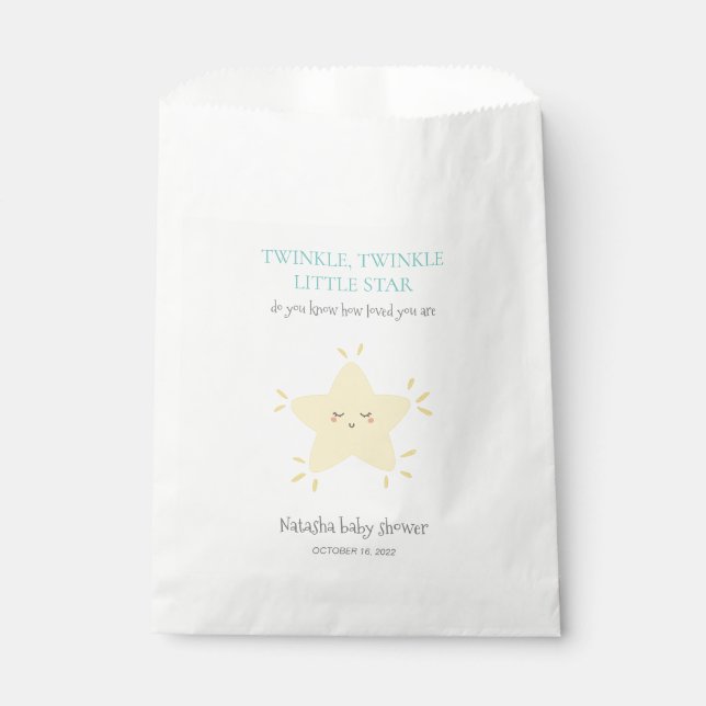 Cute Twinkle Little Star Nursery Rhyme Baby Shower Favour Bags (Front)