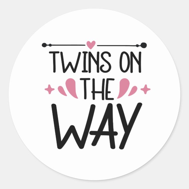 Cute twins pregnancy announcement  classic round sticker (Front)