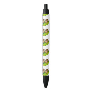 cute two acorns cartoon - personalised black ink pen
