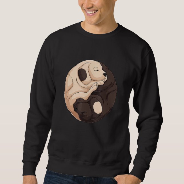 Cute Two Dogs Asian Japanese Yin And Yang Symbol M Sweatshirt (Front)