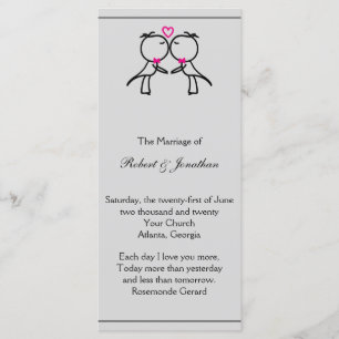 Cute Two Grooms Kissing Gay Wedding Program Programme