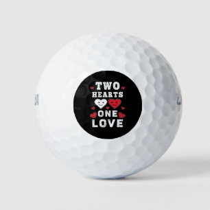 Cute Two Hearts One Love Birthday Valentine's Day Golf Balls