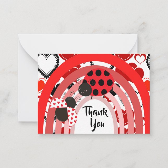 Cute Two Ladybugs Thank You Card (Front)