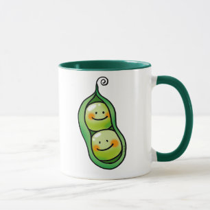 Cute Two Peas in a Pod Cartoon Mug