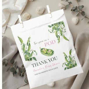 Cute Two Peas in A Pod Girl Pink Twins Baby Shower Favour Bags
