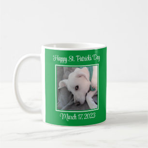 Cute Two Photo St. Patrick's Day Green Lazy Dog Coffee Mug