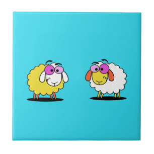 Cute Two Sheep Friendship  Tile