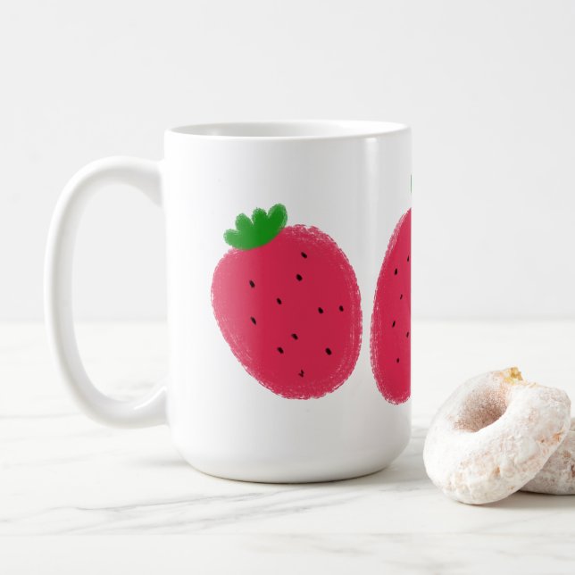 Cute Two Strawberries Gift Coffee Mug (With Donut)