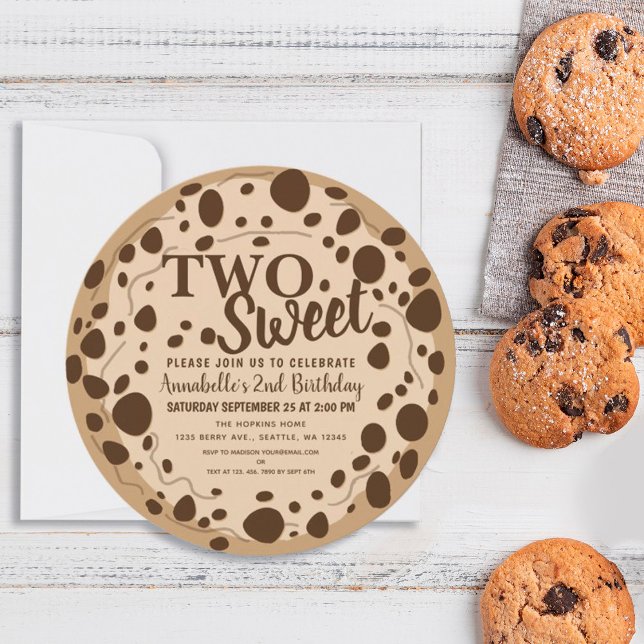 Cute Two Sweet Cookie Kids Second Birthday Invitation (Creator Uploaded)