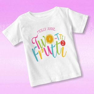 Cute TWO-tti Frutti 2nd Birthday Fruits Baby T-Shirt