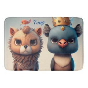 Cute two wild animal friends  bath mat