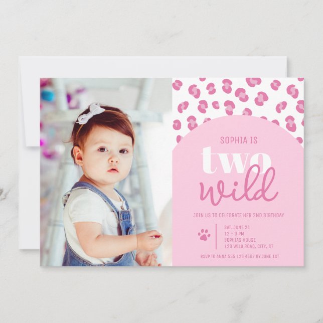 Cute Two Wild Girl 2nd Birthday Invitation (Front)