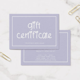 Cute Typography Custom Colour Gift Certificate