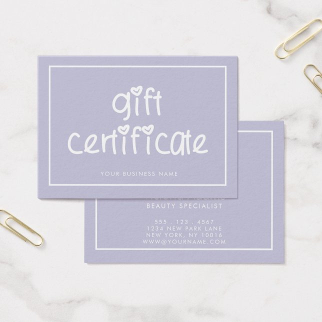 Cute Typography Custom Colour Gift Certificate (Office)