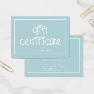 Cute Typography Custom Colour Gift Certificate