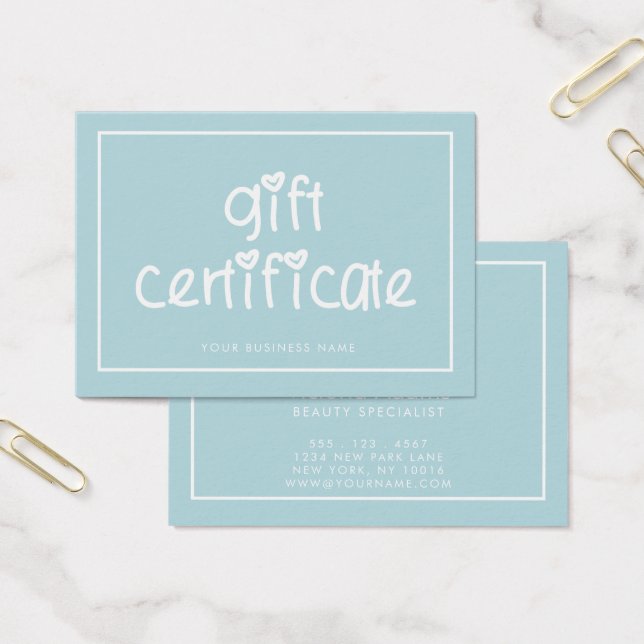Cute Typography Custom Colour Gift Certificate (Office)