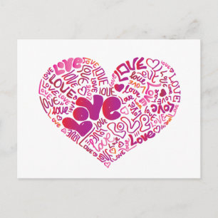 Cute typography love postcard