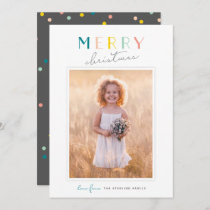 Cute Typography "Merry Christmas" Rainbow Photo Holiday Card