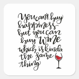 Cute Typography Wine Humour Square Sticker