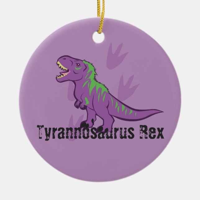 Cute Tyrannosaurus Rex Ceramic Tree Decoration (Front)