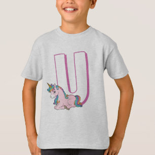 Cute U for Unicorn - Kids English ABCD Alphabet T-Shirt
