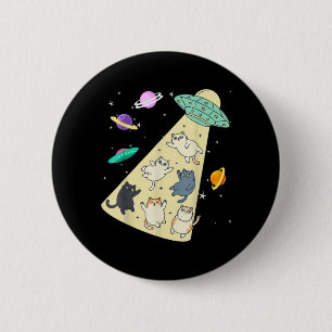 Cute UFO Cat Abduction Cartoon Space Cats Funny 6 Cm Round Badge