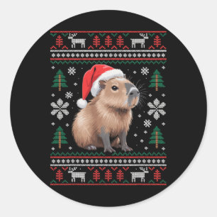 Cute Ugly Capyra Christmas 2 Classic Round Sticker