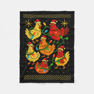 Cute Ugly Christmas Chickens Hen Shirt Funny Xmas Fleece Blanket