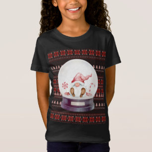 Cute Ugly Christmas Santa Gnome in a Snow Globe T-Shirt