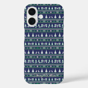 cute ugly christmas sweater pattern iPhone 16 case