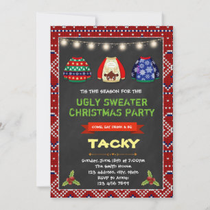 Cute ugly sweater christmas party invitation