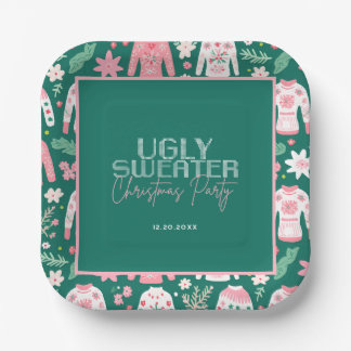 Cute Ugly Sweater Christmas Party Paper Plate