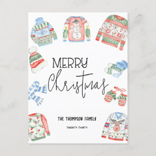 Cute Ugly Sweater Merry Christmas Holiday Postcard