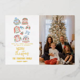 Cute Ugly Sweater Merry Christmas Photo Gold
