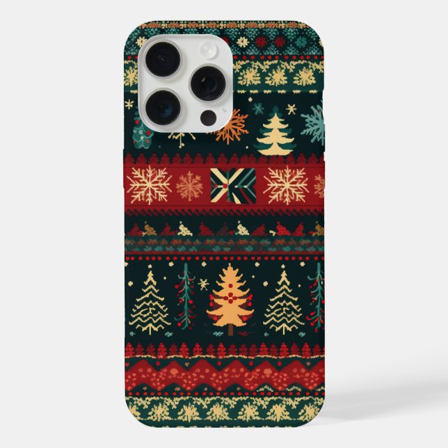 Cute Ugly Sweater Pattern Christmas iPhone Case (Back)