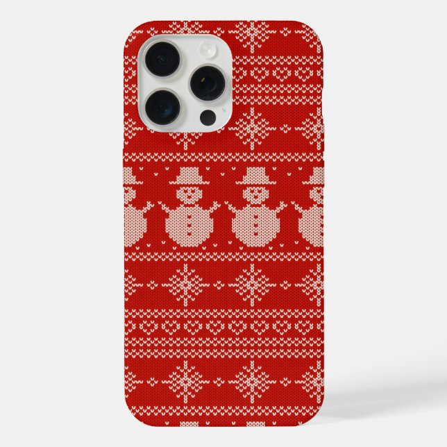 Cute Ugly Sweater Pattern Christmas iPhone Case (Back)