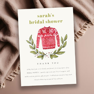 Cute Ugly Sweater Winter Christmas Bridal Shower Thank You Card