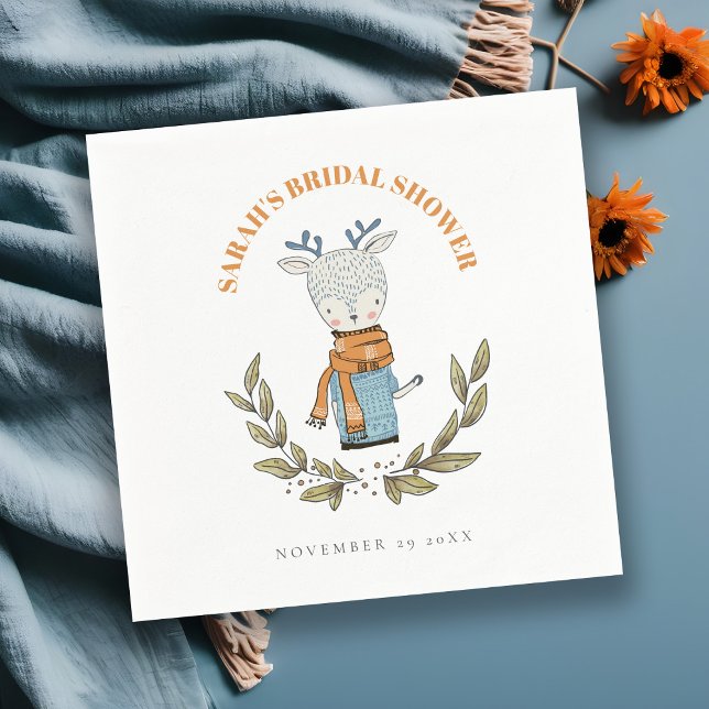 Cute Ugly Sweater Winter Reindeer Bridal Shower Napkin (Creator Uploaded)