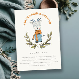 Cute Ugly Sweater Winter Reindeer Bridal Shower Thank You Card