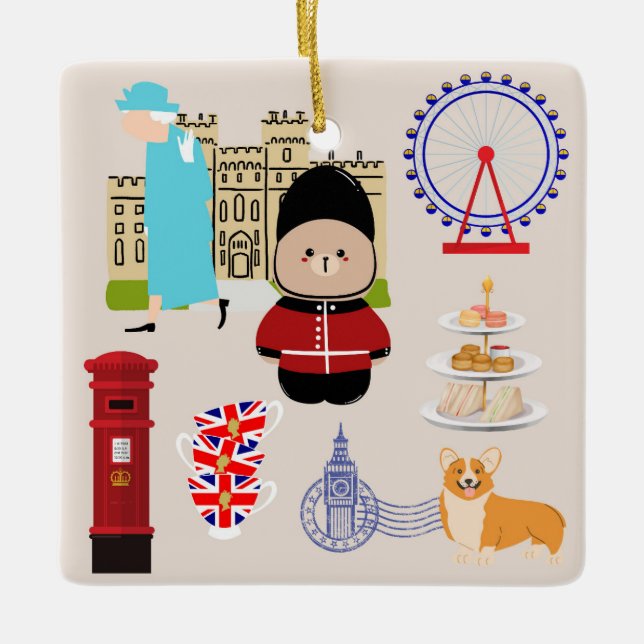 Cute UK Culture Ceramic Ornament (Front)